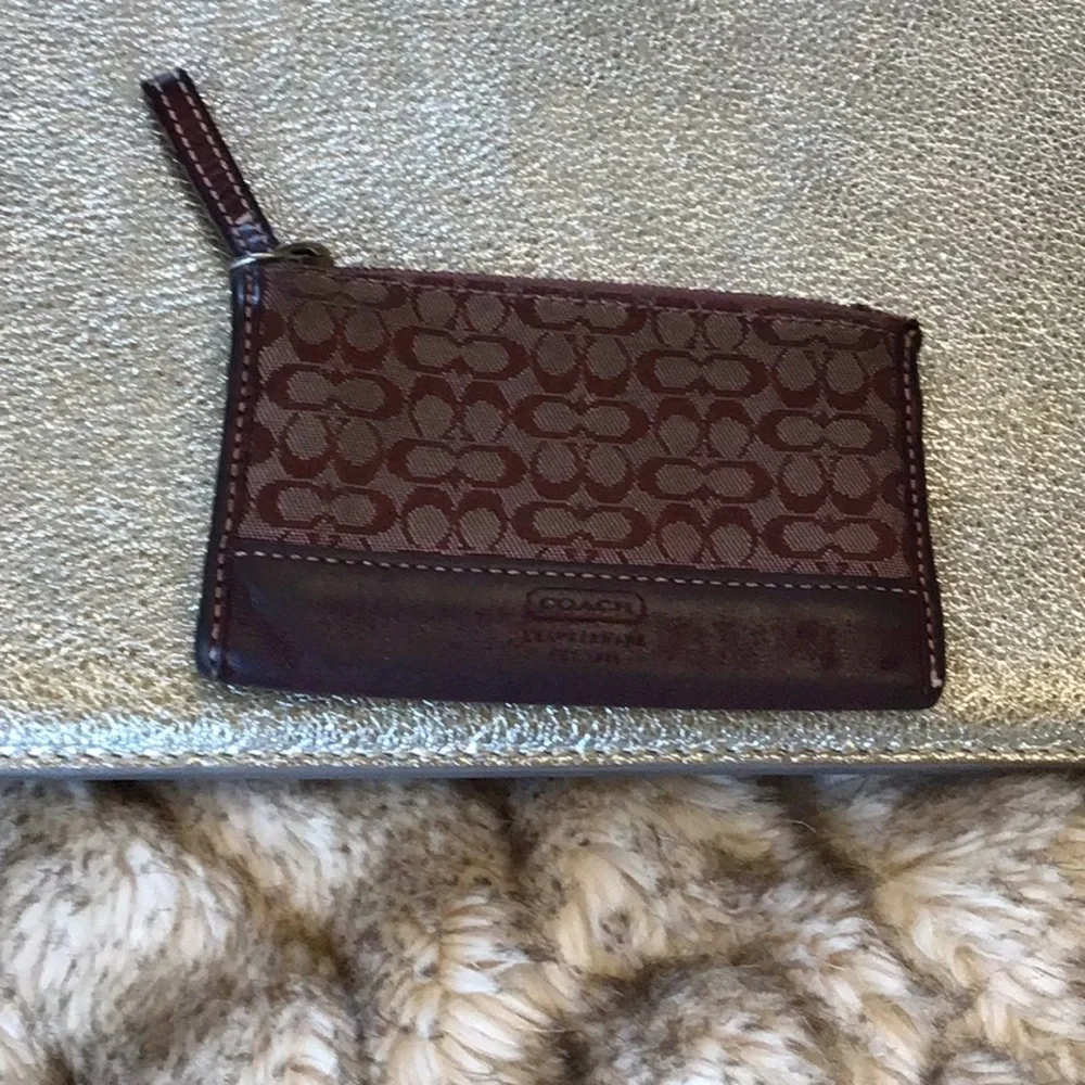 Coach Signature Key Pouch in Burgundy - Picture 6 of 6